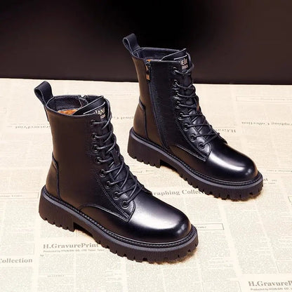 Tara™ - Schwarze Winterstiefel aus Leder